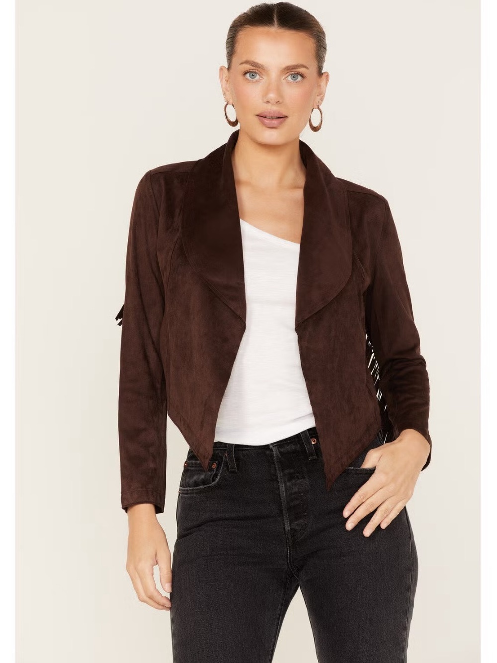 Shyanne Fringe Faux Suede Jacket Size X- Small